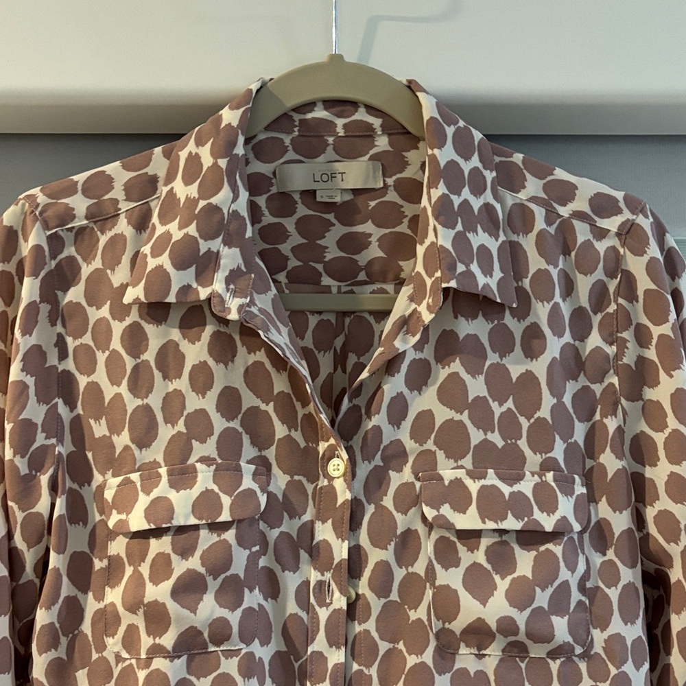 LOFT Women's mauve and beige professional blouse